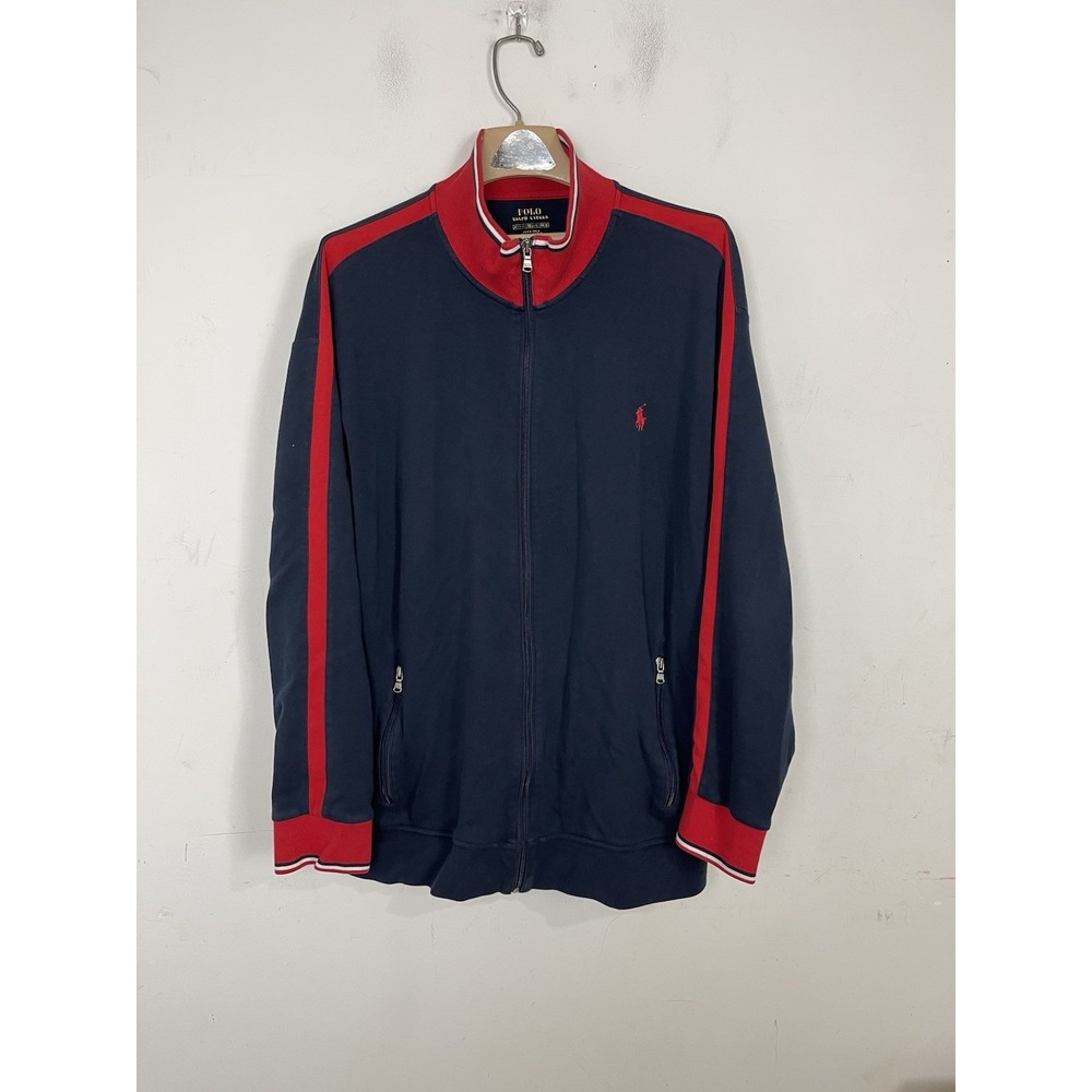Polo Ralph Lauren Mens Jacket 2XB Blue Old Money Sporty Zip Preppy USA Patriotic